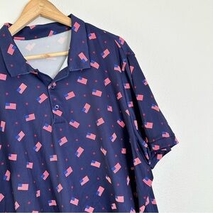 Caddy Cart Patriotic American Flag Men’s Short Sleeve Polo Shirt XXL